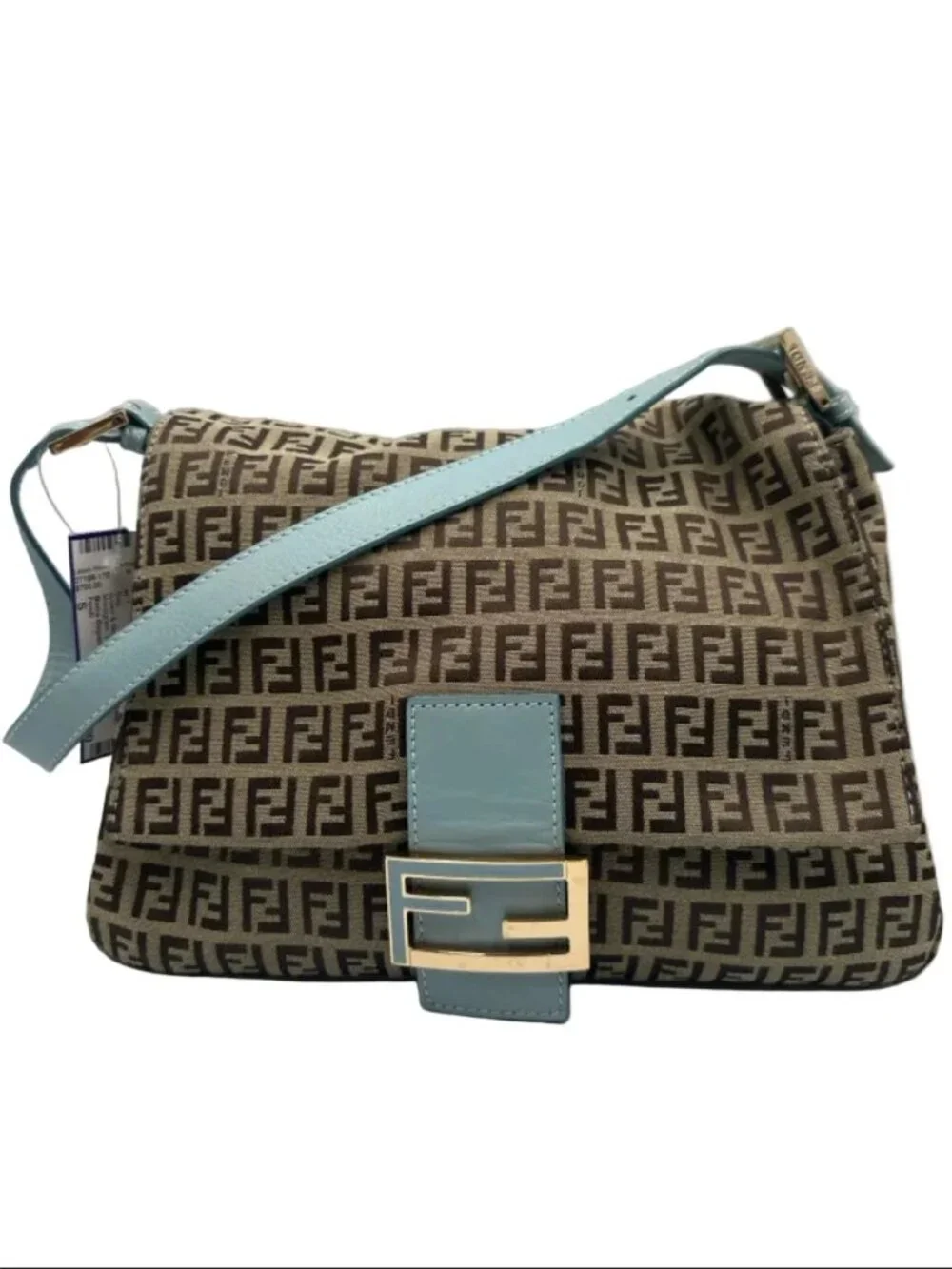 Vintage Fendi Zucchino Mamma Baguette Blue Brown - Picture 2 of 10